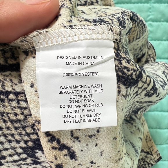 Paper Heart Leg Split Midi Dress Silky Snakeskin Python Cowl Neck Size L - Picture 13 of 13